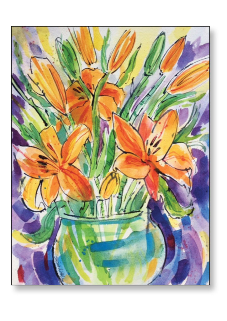 Orange Lilies' $300.00 16"x19" Framed