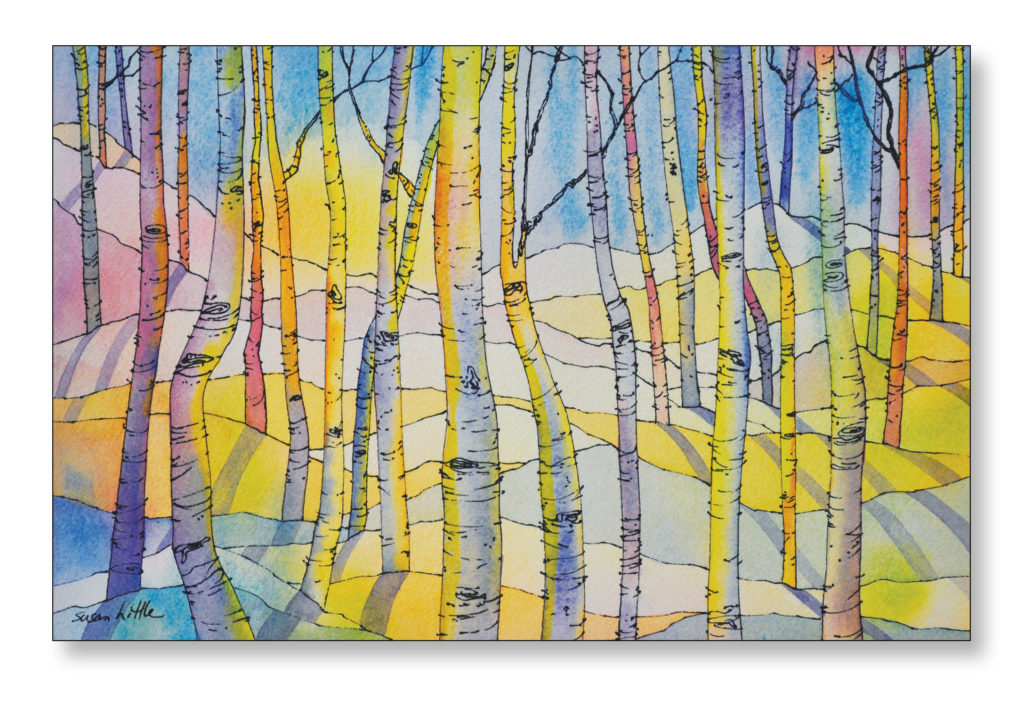 Watercolour Painting Into The Forest